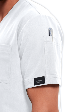 LAME Uniform Erkek Scrubs Üst 5–Cepli – Beyaz