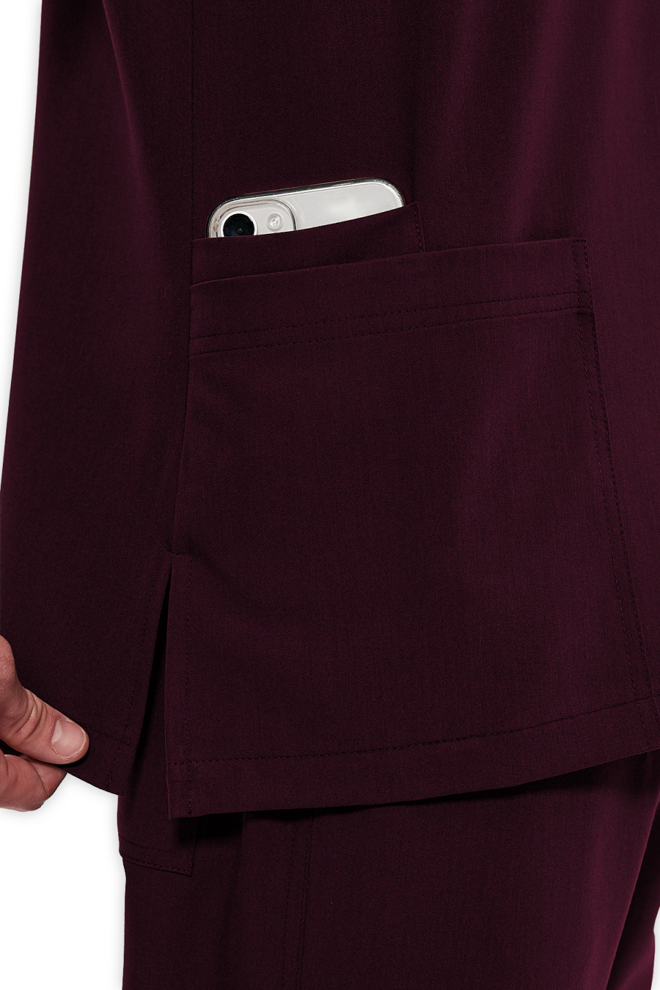 LAME Uniform Erkek Scrubs Üst 5–Cepli – Bordo