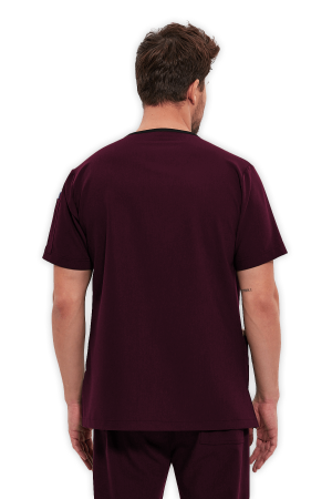 LAME Uniform Erkek Scrubs Üst 5–Cepli – Bordo