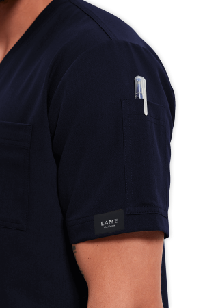LAME Uniform Erkek Scrubs Üst 5–Cepli – Lacivert