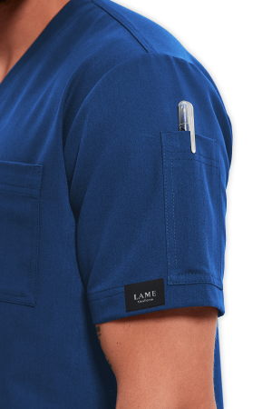 LAME Uniform Erkek Scrubs Üst 5–Cepli – Petrol Mavisi