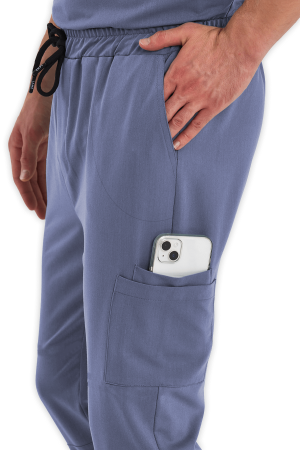 LAME Uniform Erkek Scrubs Pantolon Kargo Cepli – Açık Gri