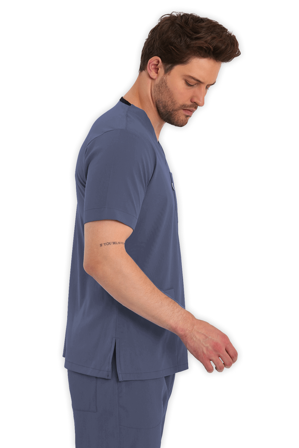 LAME Uniform Erkek Scrubs Üst – Açık Gri