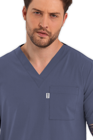 LAME Uniform Erkek Scrubs Üst – Açık Gri