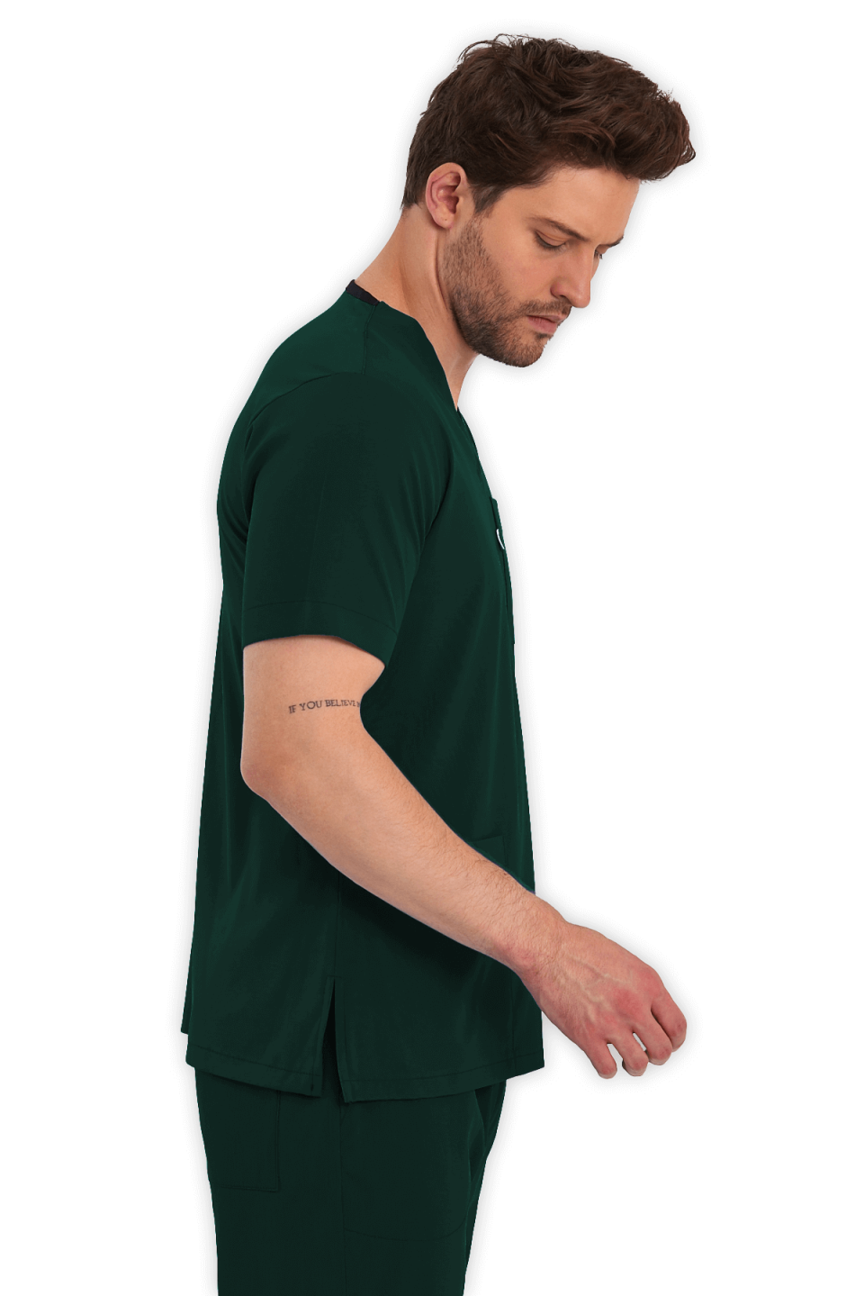 LAME Uniform Erkek Scrubs Üst – Avcı Yeşili