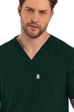 LAME Uniform Erkek Scrubs Üst – Avcı Yeşili