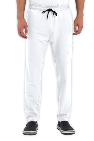 LAME Uniform Erkek Scrubs Pantolon Kargo Cepli – Beyaz