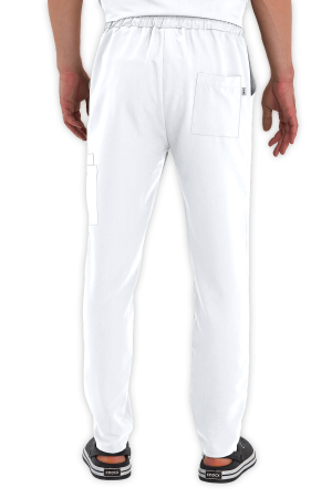 LAME Uniform Erkek Scrubs Pantolon Kargo Cepli – Beyaz