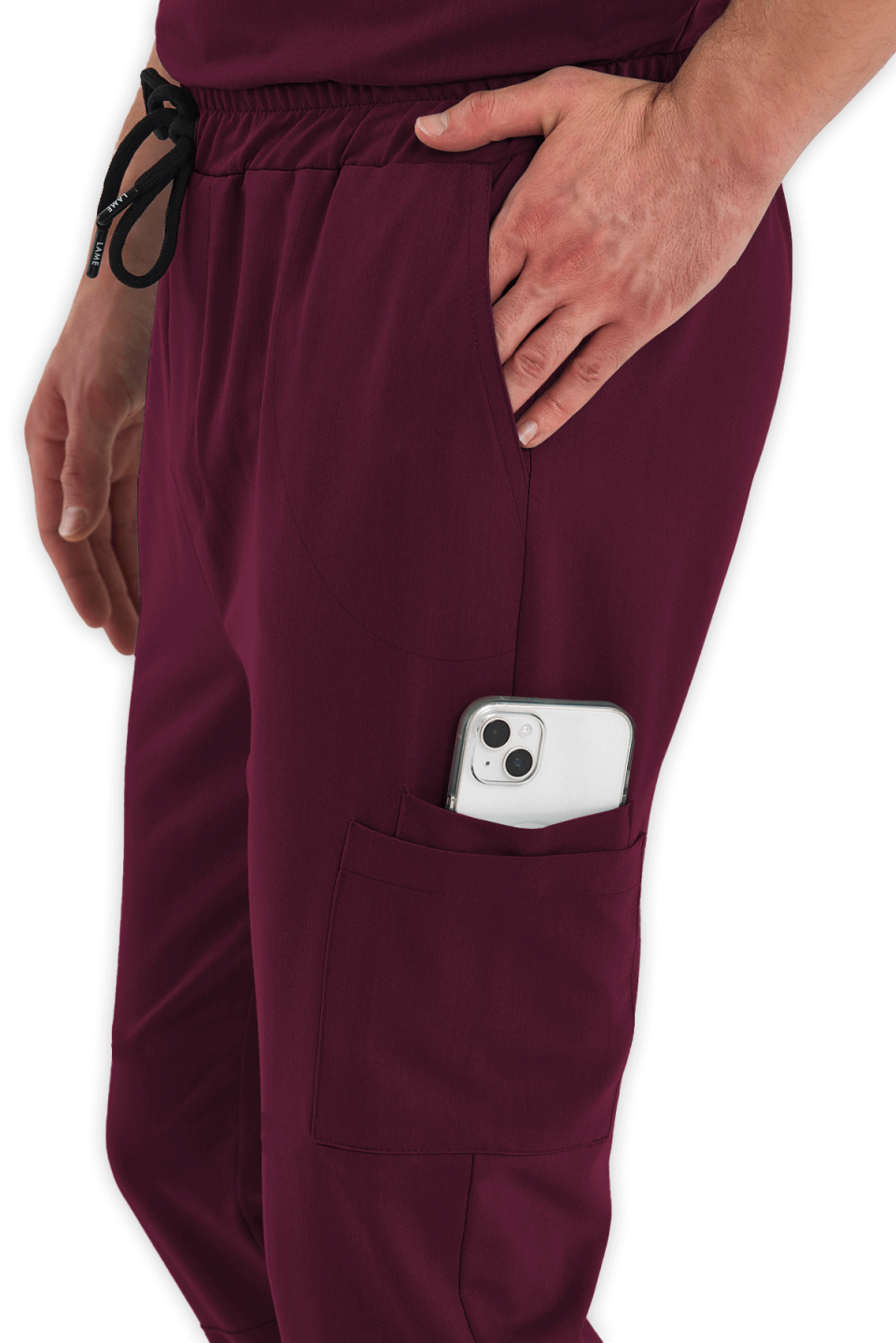 LAME Uniform Erkek Scrubs Pantolon Kargo Cepli – Bordo