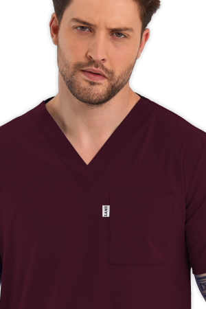 LAME Uniform Erkek Scrubs Üst – Bordo