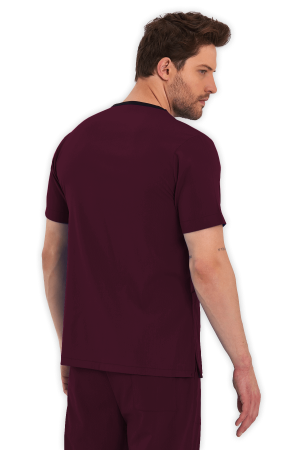 LAME Uniform Erkek Scrubs Üst – Bordo