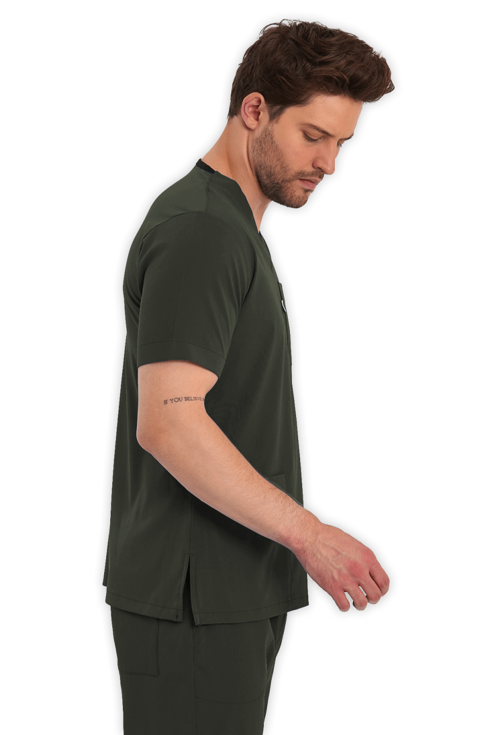 LAME Uniform Erkek Scrubs Üst – Haki