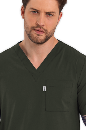 LAME Uniform Erkek Scrubs Üst – Haki
