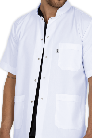 LAME Uniform Erkek Doktor Önlüğü Hakim Yaka Ceket Boy – Beyaz