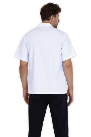 LAME Uniform Erkek Doktor Önlüğü Hakim Yaka Ceket Boy – Beyaz