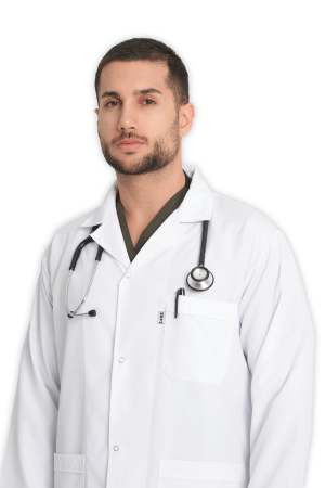 LAME Uniform Erkek Doktor Önlüğü Klasik Yaka – Beyaz
