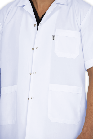 LAME Uniform Erkek Doktor Önlüğü Klasik Yaka Ceket Boy – Beyaz