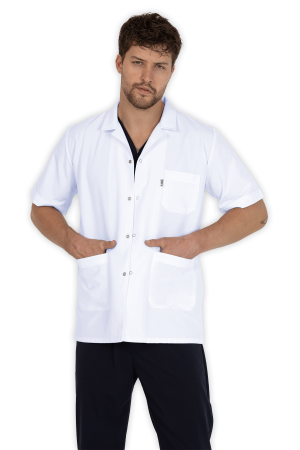LAME Uniform Erkek Doktor Önlüğü Klasik Yaka Ceket Boy – Beyaz