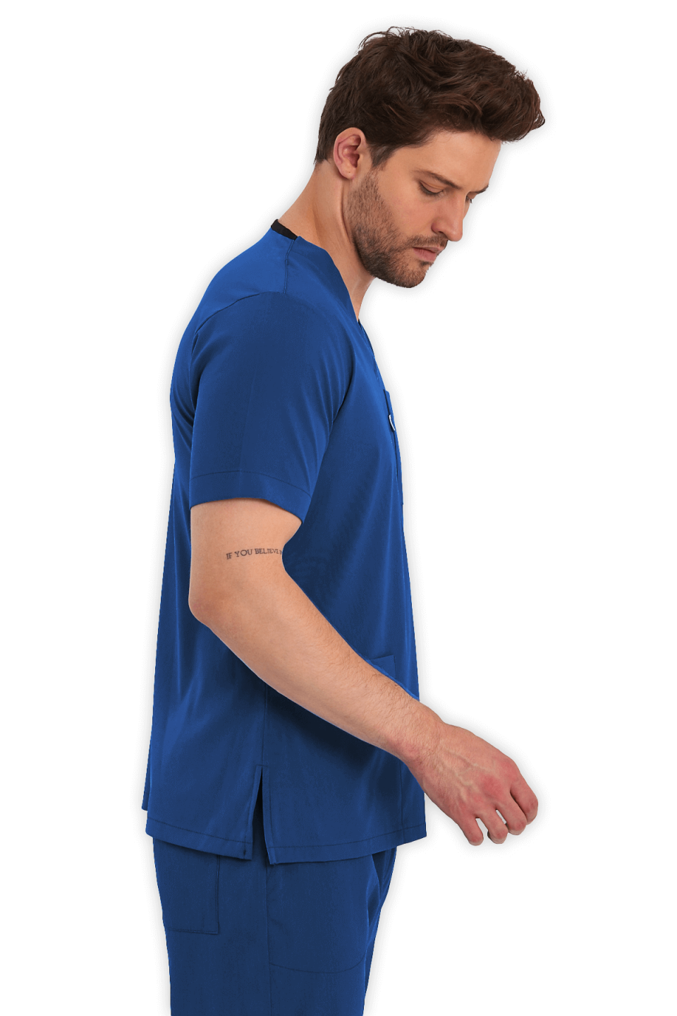 LAME Uniform Erkek Scrubs Üst – Petrol Mavisi