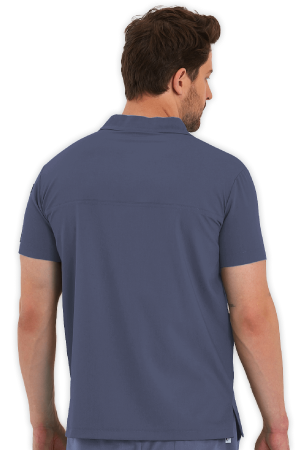 LAME Uniform Erkek Scrubs Üst Polo Yaka – Açık Gri