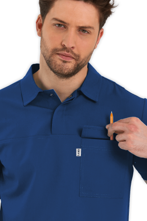 LAME Uniform Erkek Scrubs Üst Polo Yaka – Petrol Mavisi
