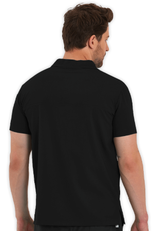 LAME Uniform Erkek Scrubs Üst Polo Yaka – Siyah