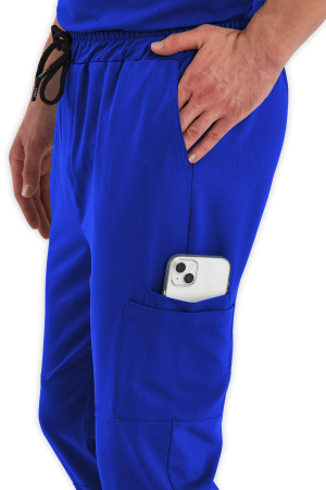 LAME Uniform Erkek Scrubs Pantolon Kargo Cepli – Saks Mavisi