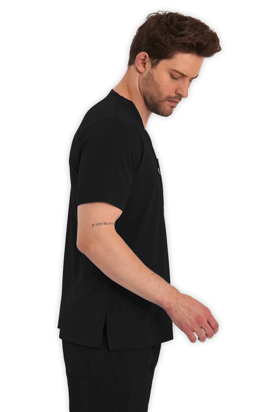 LAME Uniform Erkek Scrubs Üst – Siyah