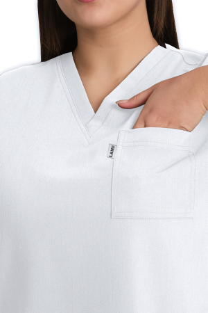 LAME Uniform Kadın Scrubs Üst 5–Cepli – Beyaz