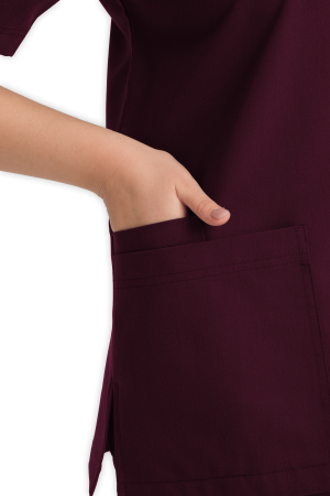 LAME Uniform Kadın Scrubs Üst 5–Cepli – Bordo