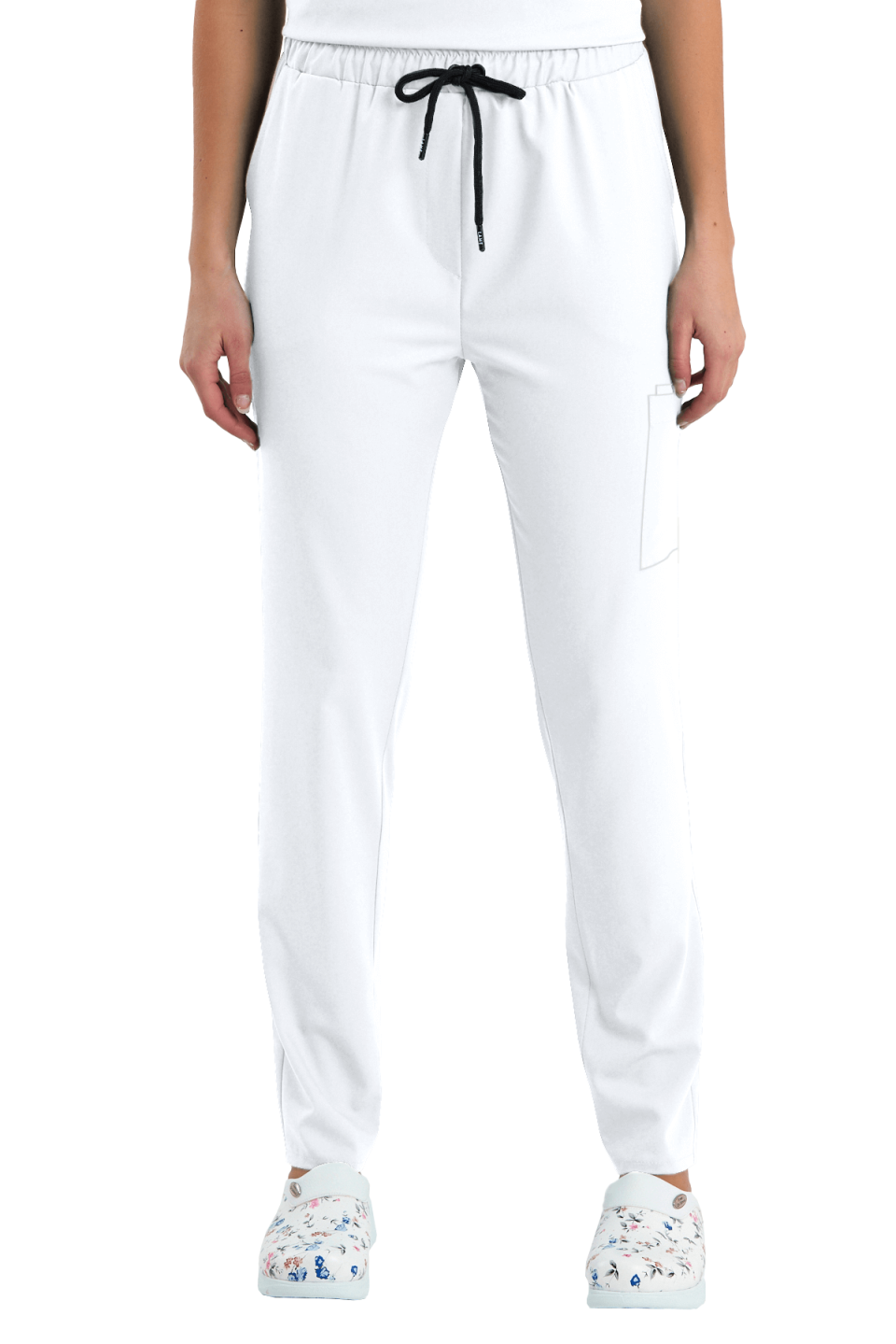 LAME Uniform Kadın Scrubs Pantolon Kargo Cepli – Beyaz