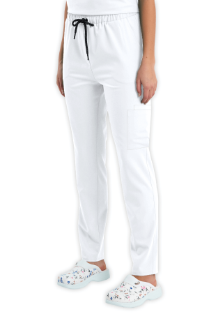 LAME Uniform Kadın Scrubs Pantolon Kargo Cepli – Beyaz