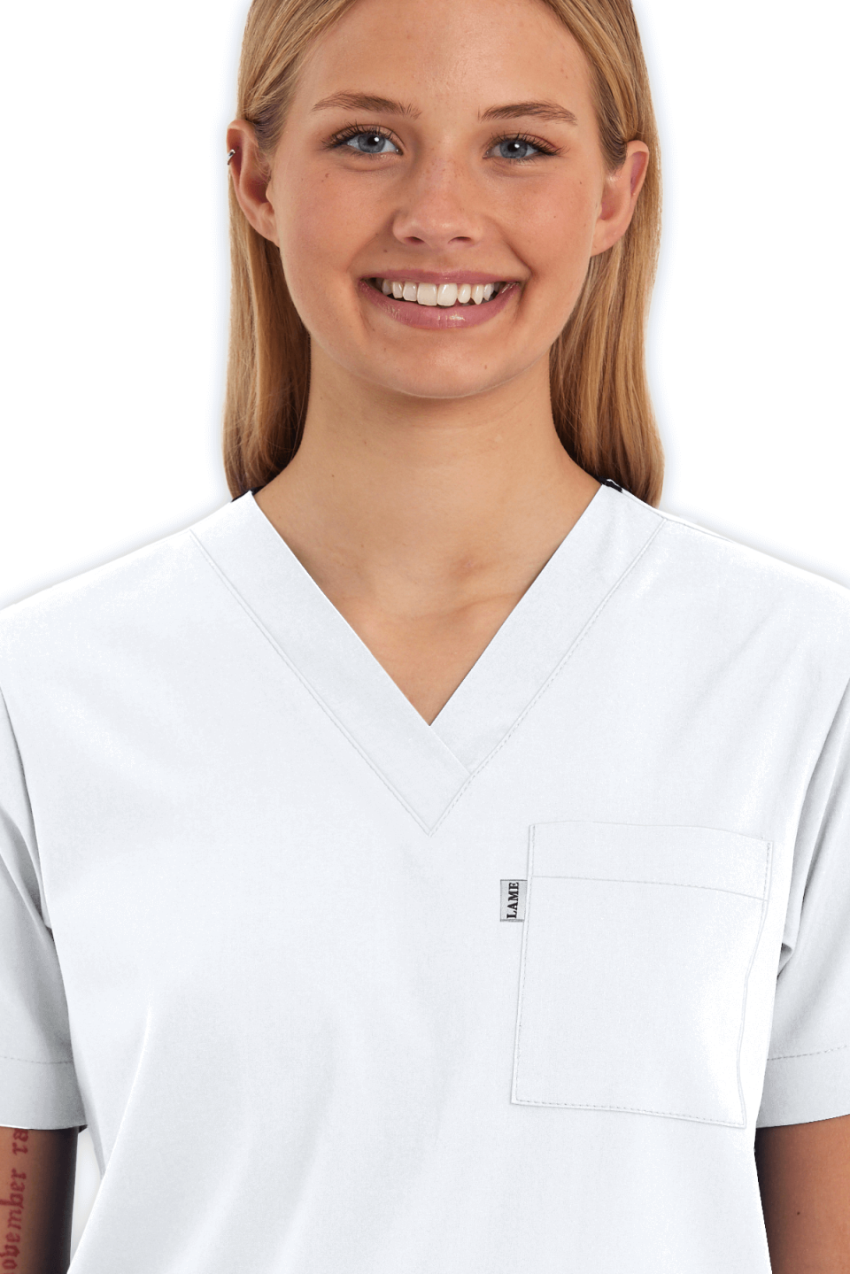 LAME Uniform Kadın Scrubs Üst – Beyaz