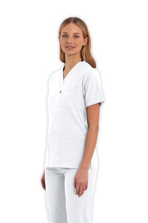 LAME Uniform Kadın Scrubs Üst – Beyaz