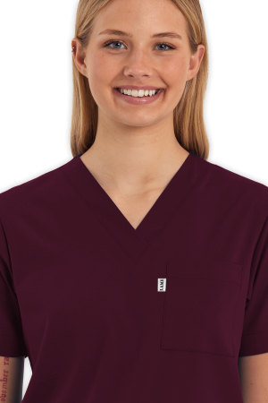 LAME Uniform Kadın Scrubs Üst – Bordo