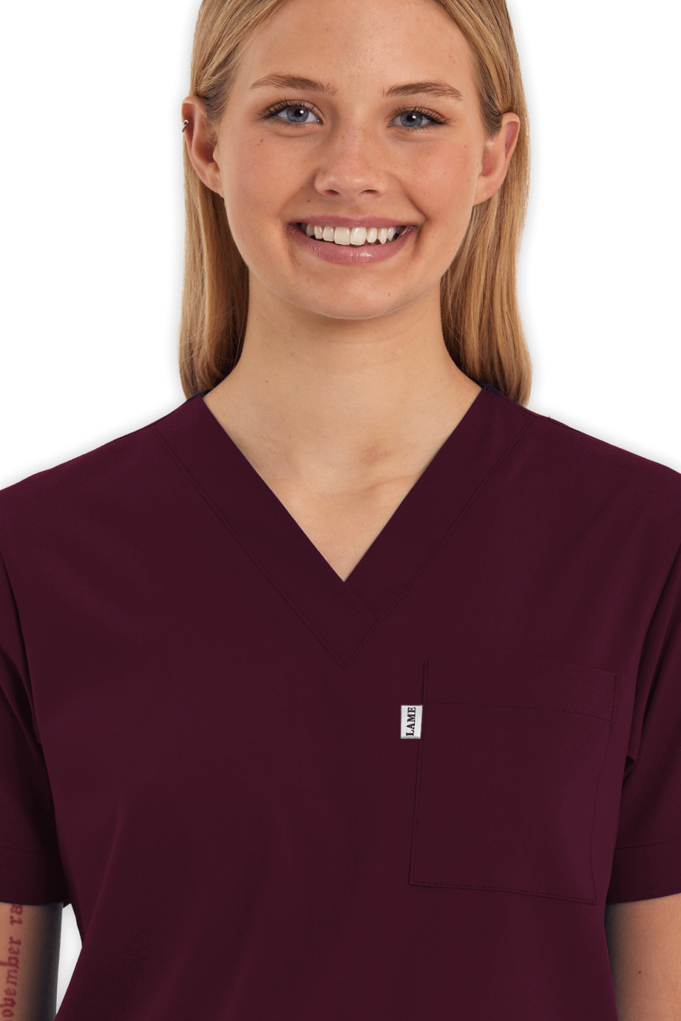 LAME Uniform Kadın Scrubs Üst – Bordo