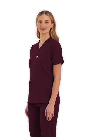 LAME Uniform Kadın Scrubs Üst – Bordo