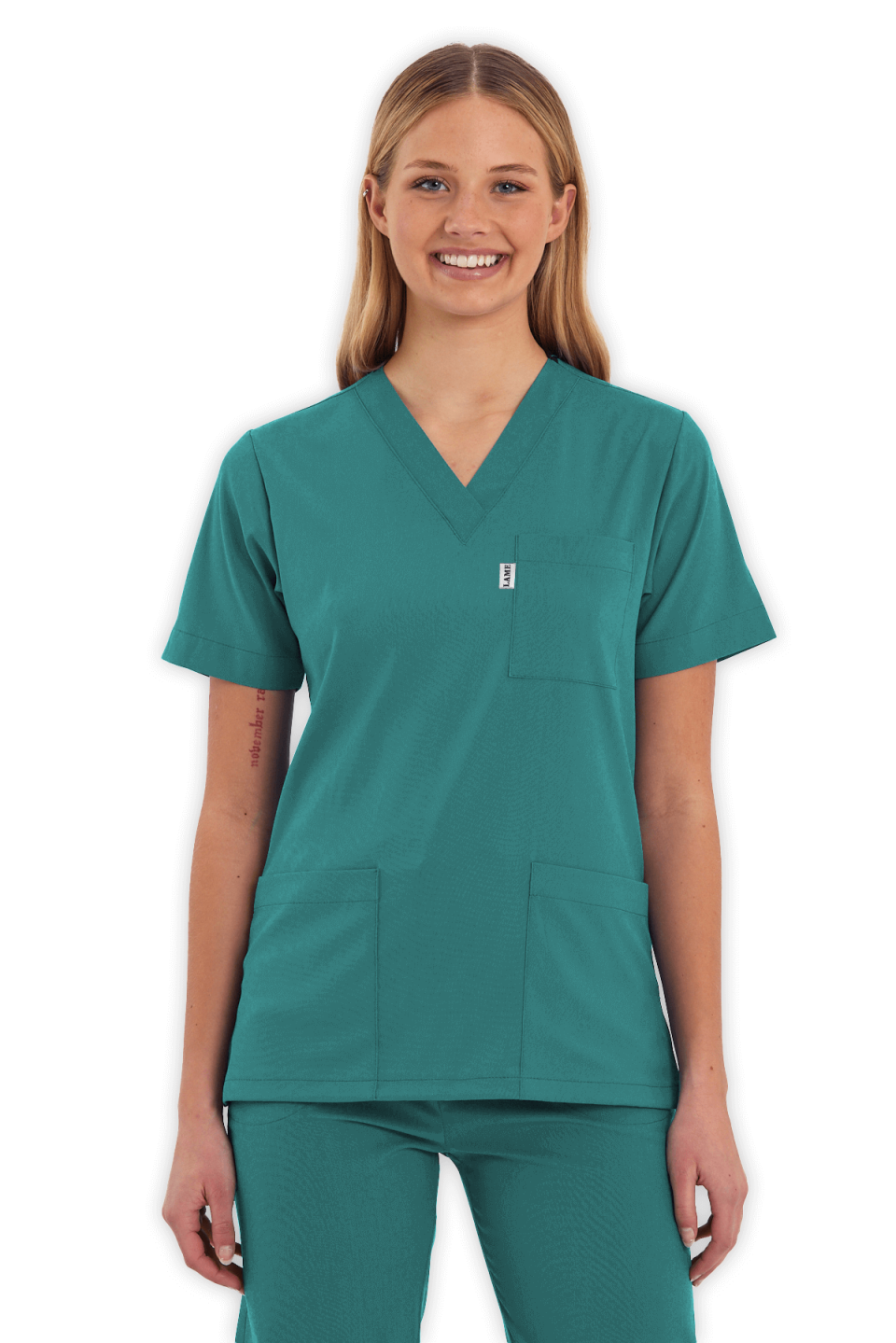 LAME Uniform Kadın Scrubs Üst – Cerrahi Yeşil