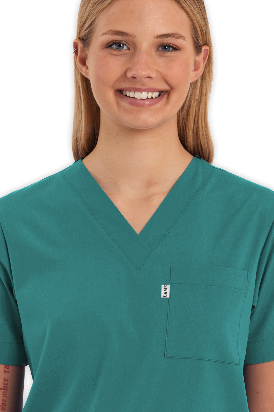 LAME Uniform Kadın Scrubs Üst – Cerrahi Yeşil
