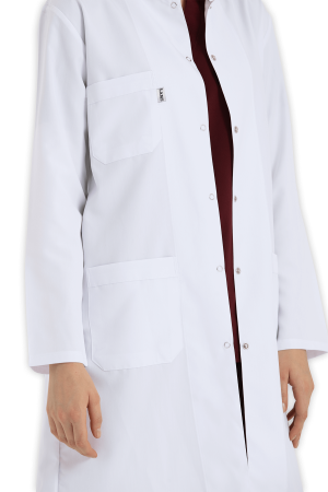 LAME Uniform Kadın Doktor Önlüğü Hakim Yaka – Beyaz