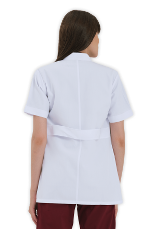 LAME Uniform Kadın Doktor Önlüğü Hakim Yaka Ceket Boy – Beyaz