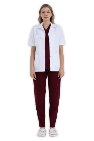 LAME Uniform Kadın Doktor Önlüğü Klasik Yaka Ceket Boy – Beyaz