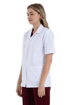 LAME Uniform Kadın Doktor Önlüğü Klasik Yaka Ceket Boy – Beyaz