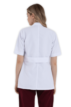 LAME Uniform Kadın Doktor Önlüğü Klasik Yaka Ceket Boy – Beyaz