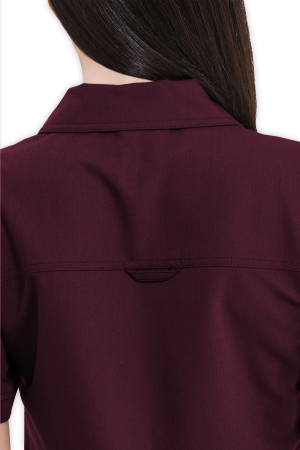 LAME Uniform Kadın Scrubs Üst Polo Yaka – Bordo