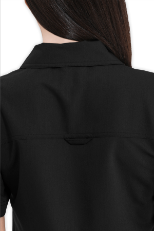 LAME Uniform Kadın Scrubs Üst Polo Yaka – Siyah