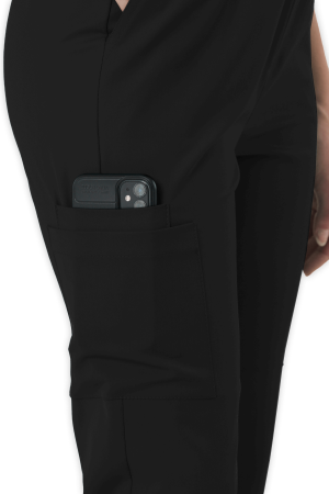 LAME Uniform Kadın Scrubs Pantolon Kargo Cepli – Siyah