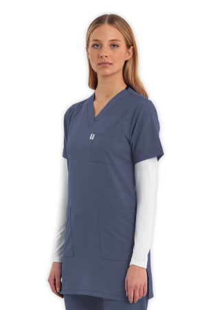 LAME Uniform Tunik Scrubs Üst – Açık Gri
