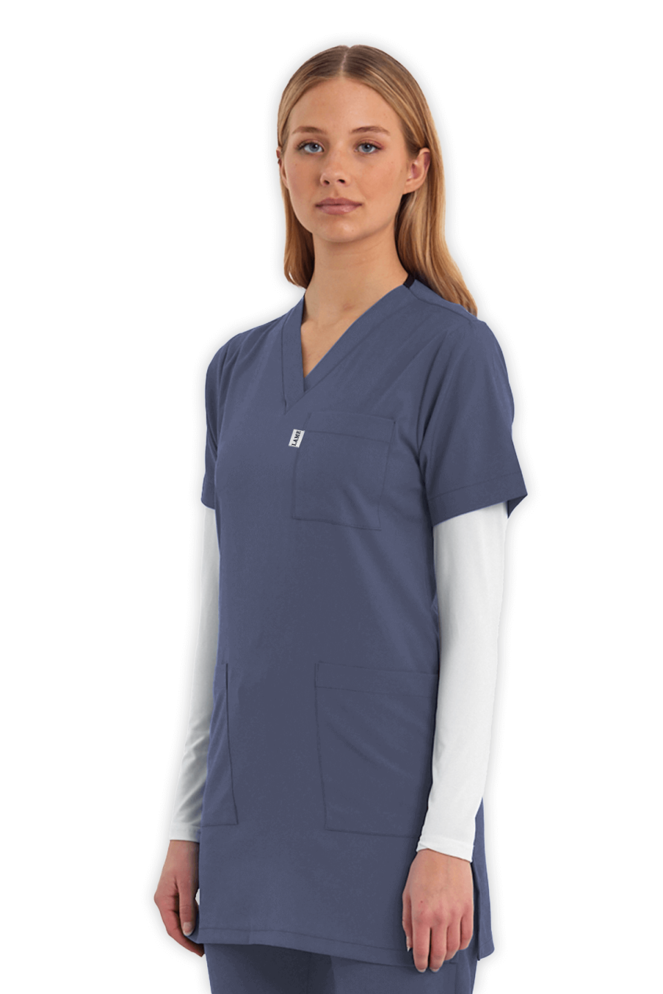 LAME Uniform Tunik Scrubs Üst – Açık Gri