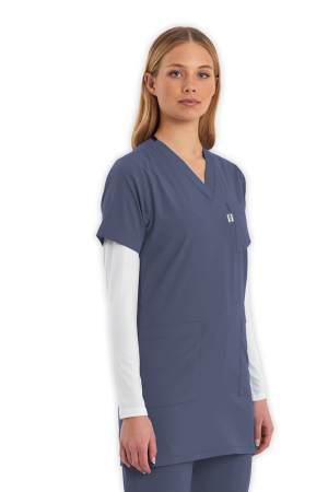 LAME Uniform Tunik Scrubs Üst – Açık Gri